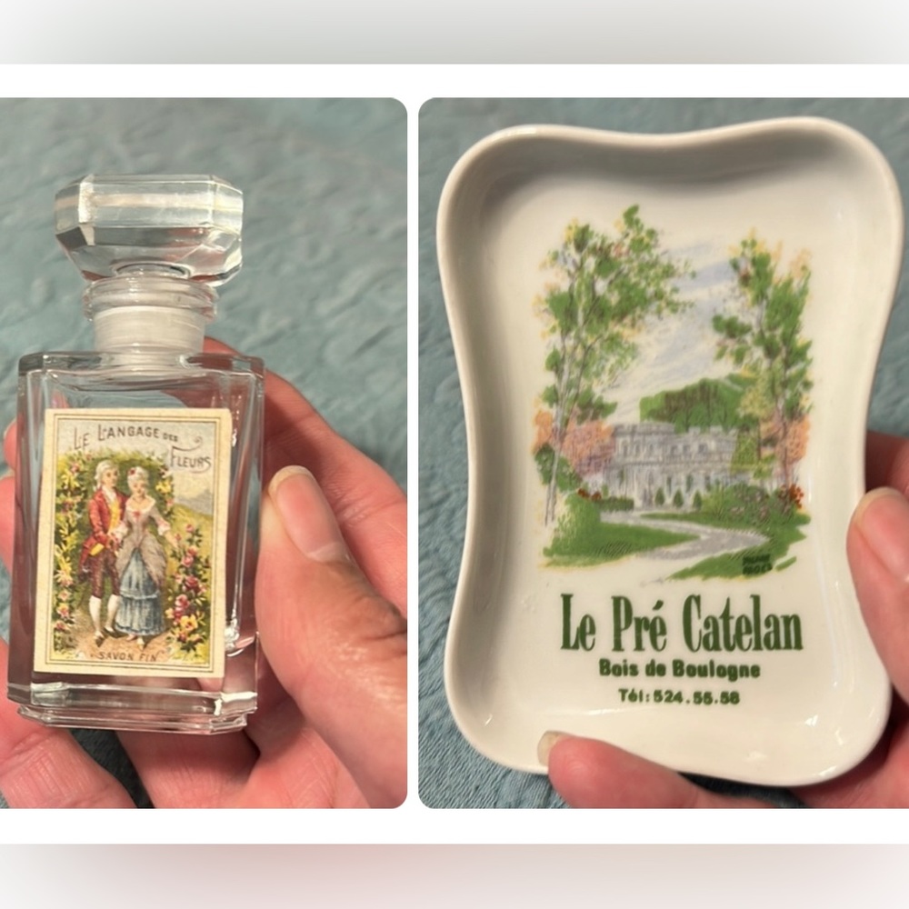 Rare~Vintage French Perfume Bottle Made in France & Limoges Le Pré Catelan Dish